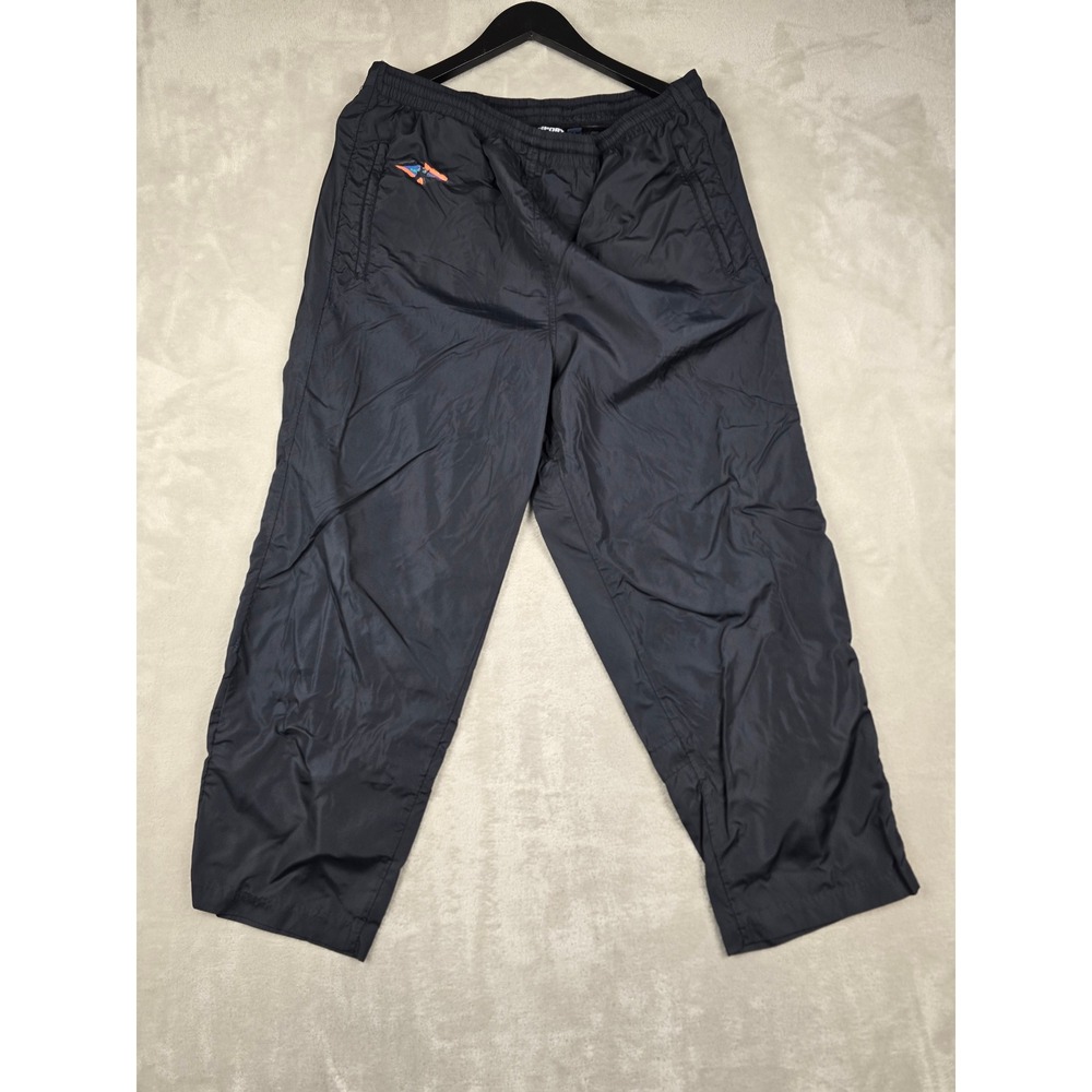 Vintage Polo Sport Track Pants Mens M Black Nylon 90s Joggers *Hemmed Read